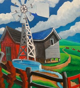 Penner’s paintings pop with color, whimsy