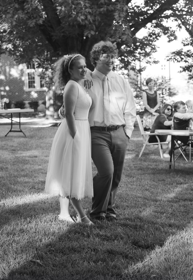 Kaci Wilson & Nate Kroeker at their wedding reception (outdoors)