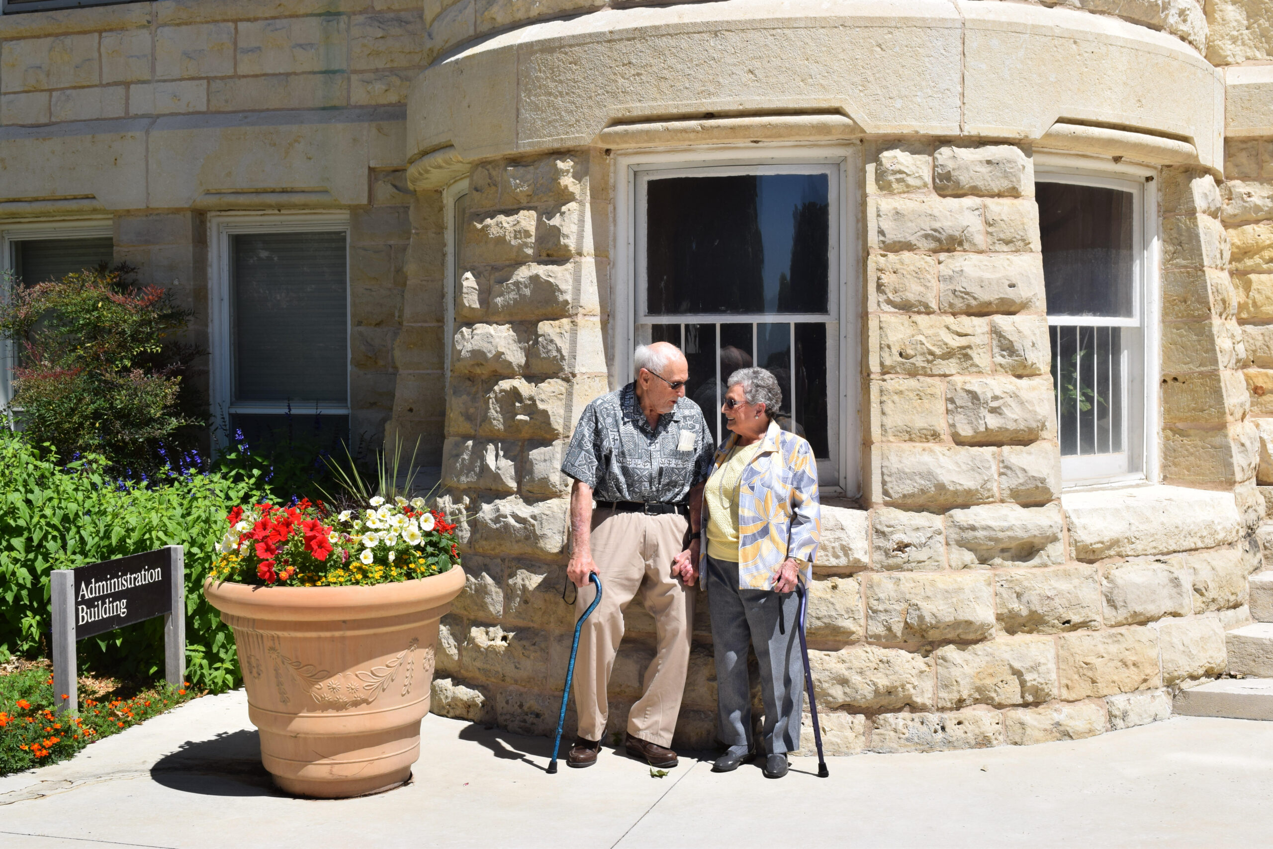 Chuck Lehrman and Lois Warkentin Lehrman; photo taken in 2016 in front of the Ad Building